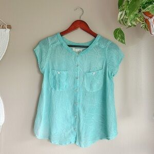 Free People Semi Sheer Button Down Top